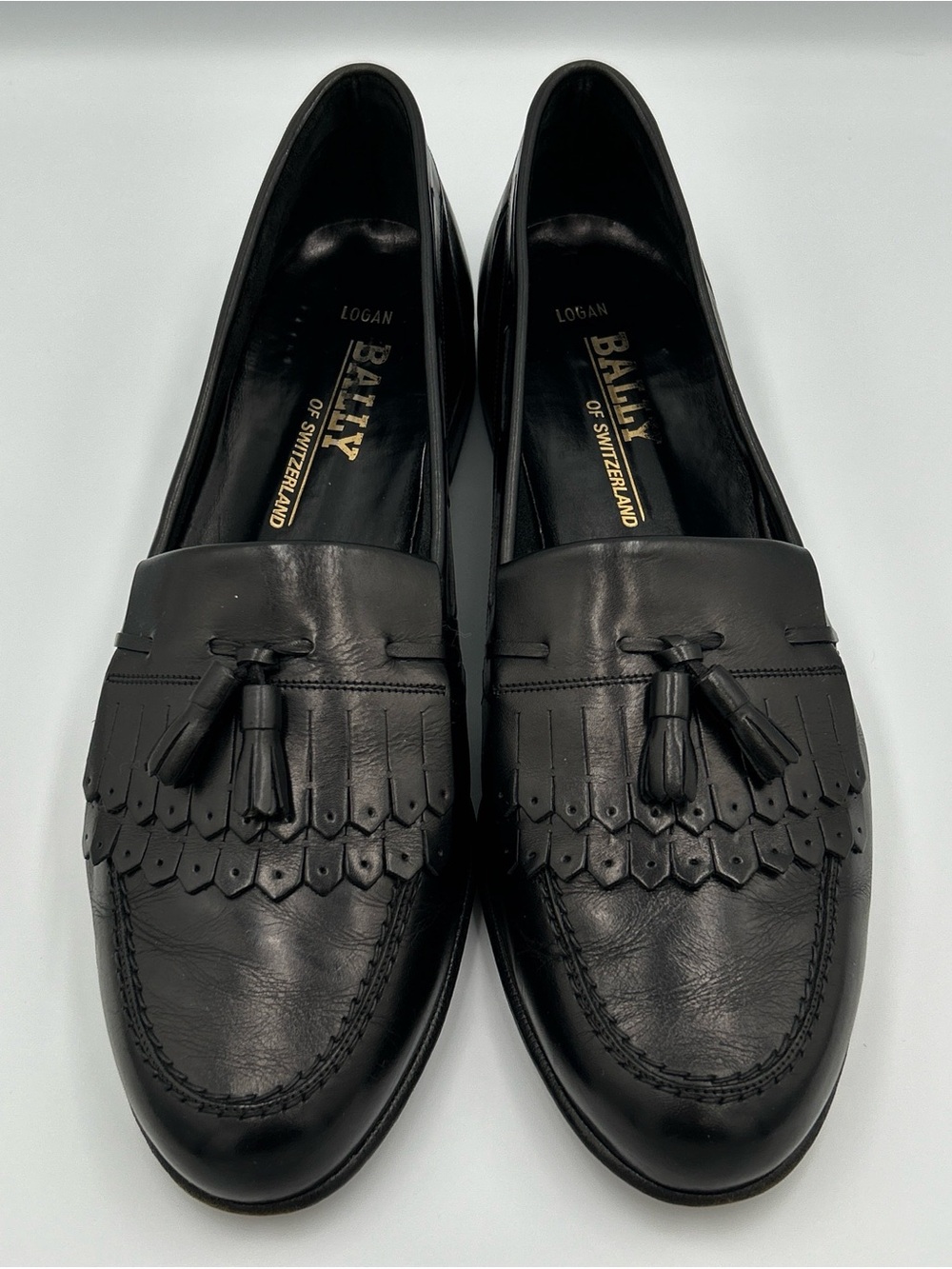BALLY Logan Kiltie Tassel Dress Loafers 13N Black Leather Handmade Business Work